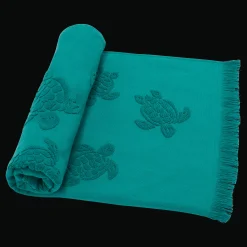 Vilebrequin Beach Fouta In Organic Cotton Turtles Jacquard*Girls Ponchos And Towels