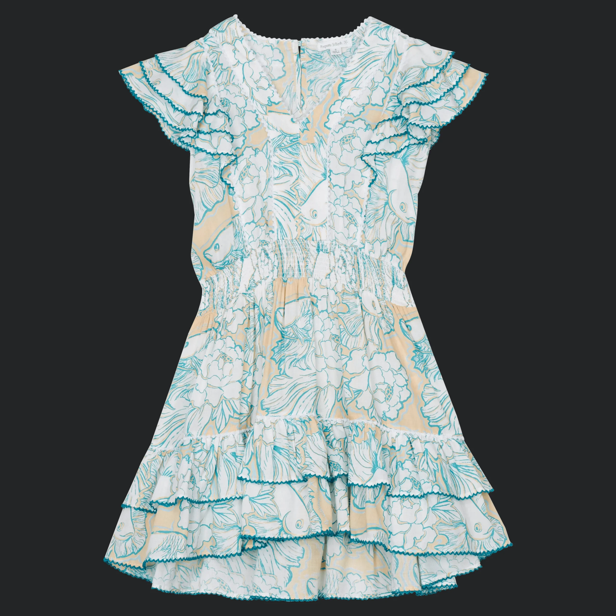 Vilebrequin Girl Mini Dress Hidden Fishes - X Poupette St Barth*Girls Dresses
