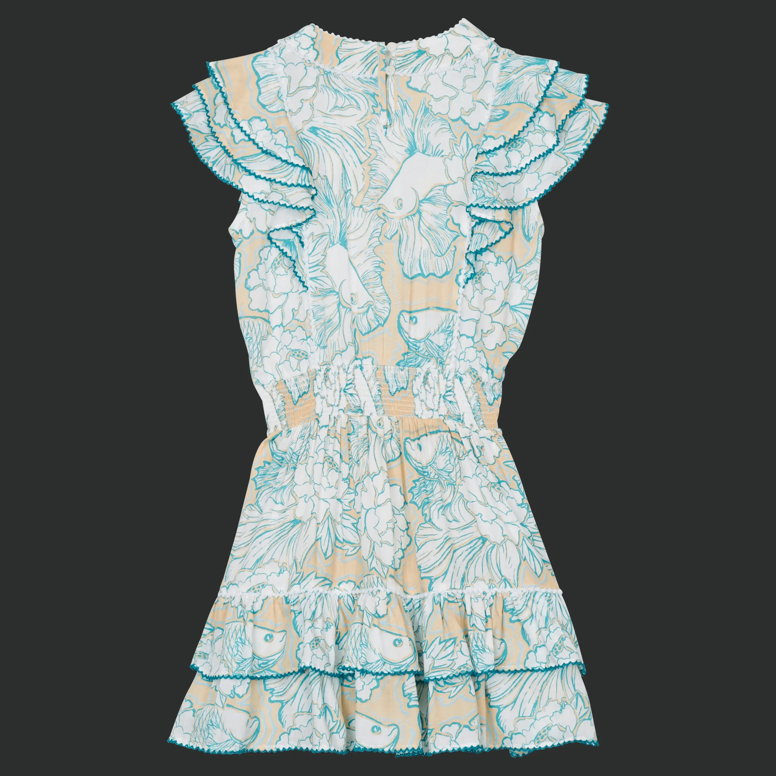 Vilebrequin Girl Mini Dress Hidden Fishes - X Poupette St Barth*Girls Dresses