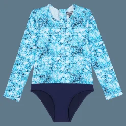 Vilebrequin Girls One-Piece Zipped Rashguard Flowers Tie & Dye*Girls One-Piece
