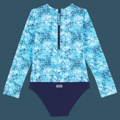 Vilebrequin Girls One-Piece Zipped Rashguard Flowers Tie & Dye*Girls One-Piece