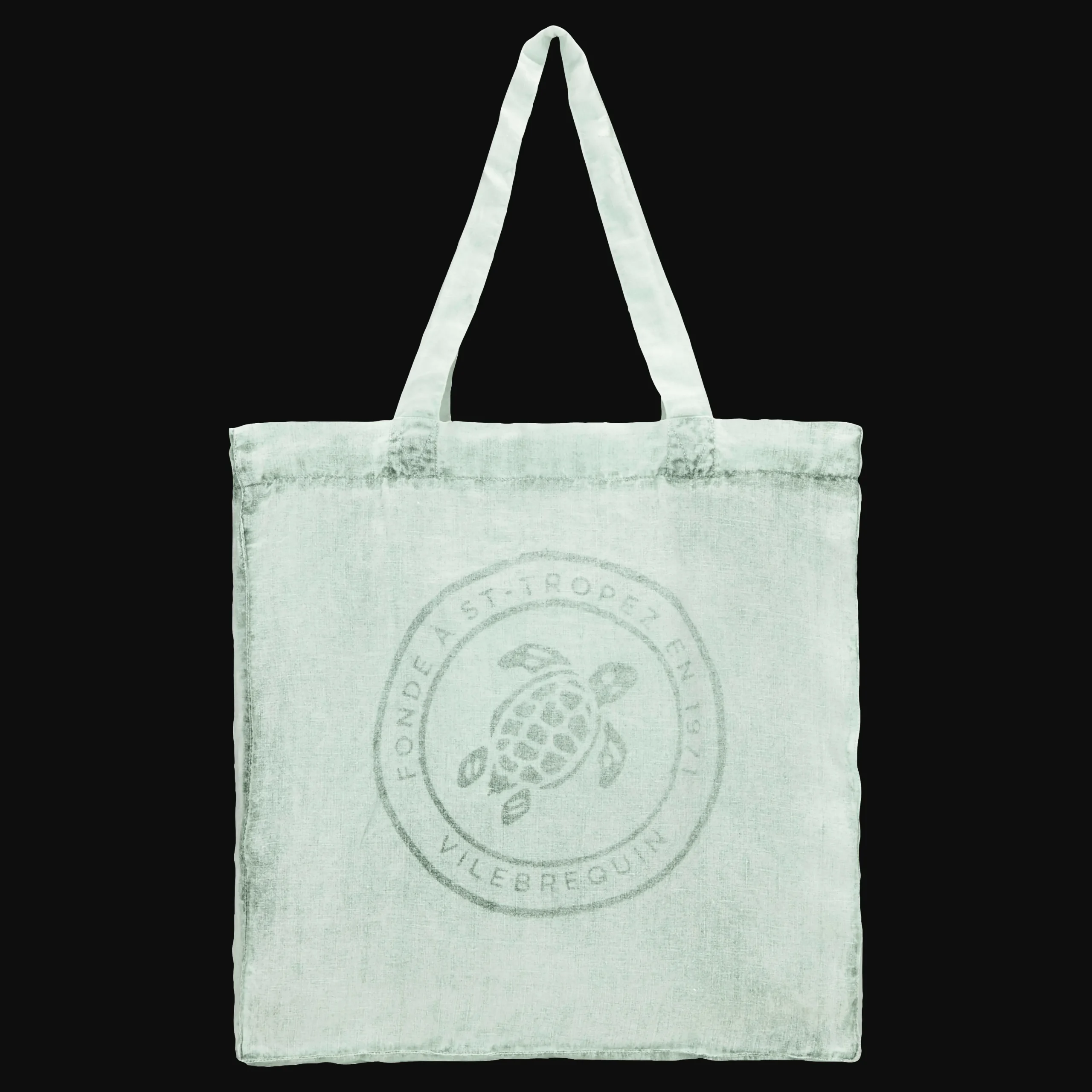 Vilebrequin Linen Turtle Unisex Tote Bag Mineral Dye*Men Beach Bag & Pouches