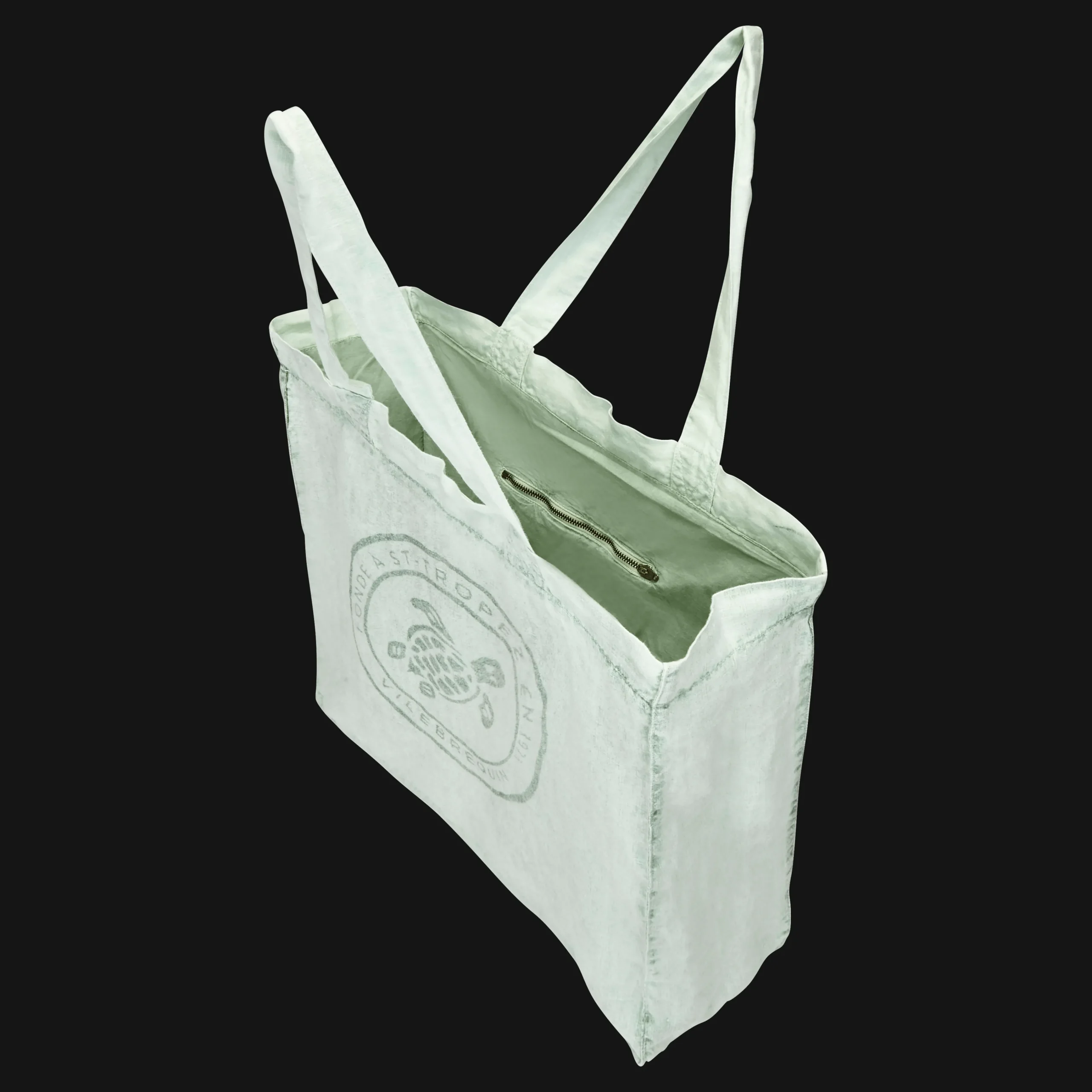 Vilebrequin Linen Turtle Unisex Tote Bag Mineral Dye*Men Beach Bag & Pouches