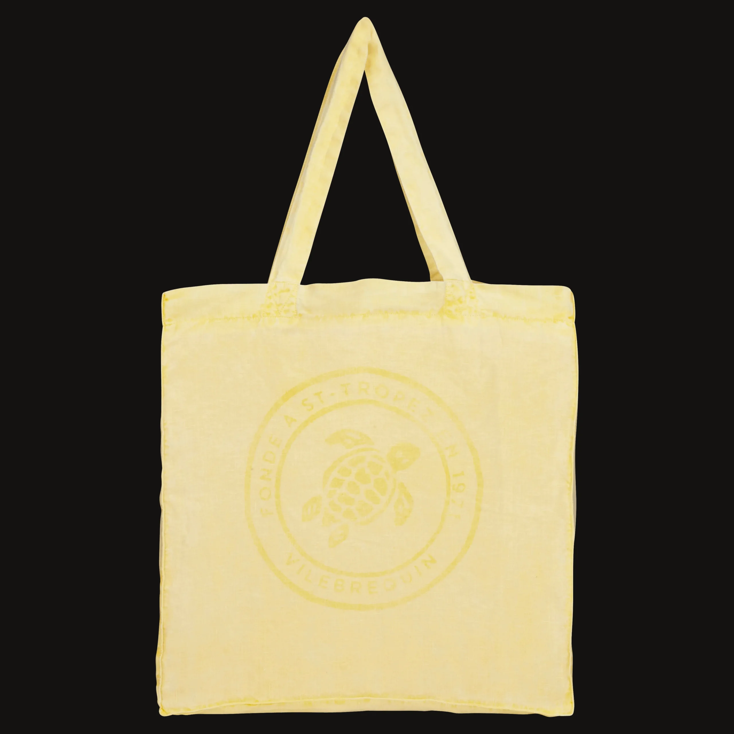 Vilebrequin Linen Turtle Unisex Tote Bag Mineral Dye*Men Beach Bag & Pouches