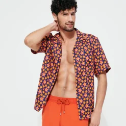 Vilebrequin Men Bowling Linen Shirt Stars Gift*Men Shirts