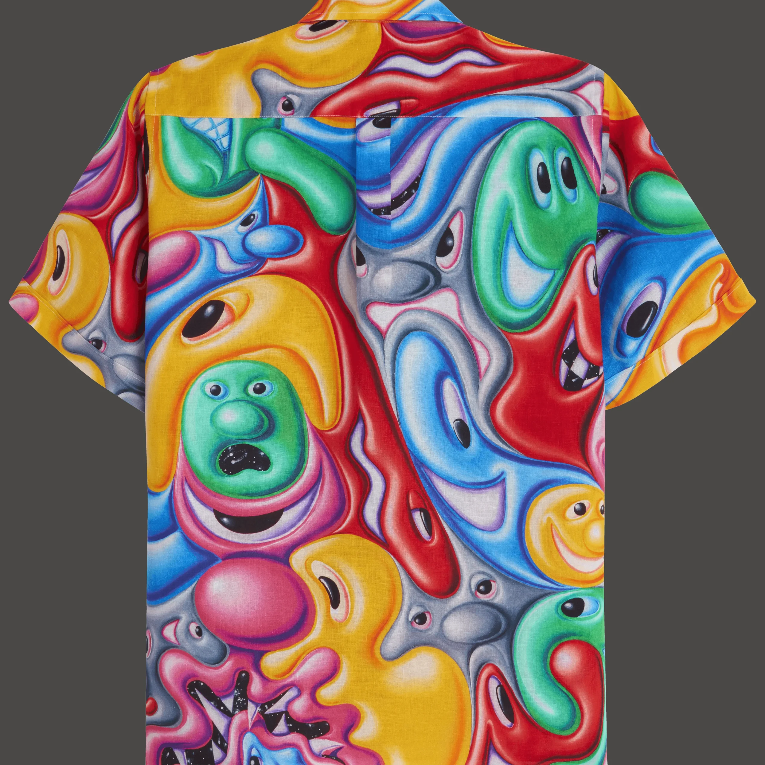 Vilebrequin Men Bowling Shirt Linen Faces In Places - X Kenny Scharf*Men Shirts