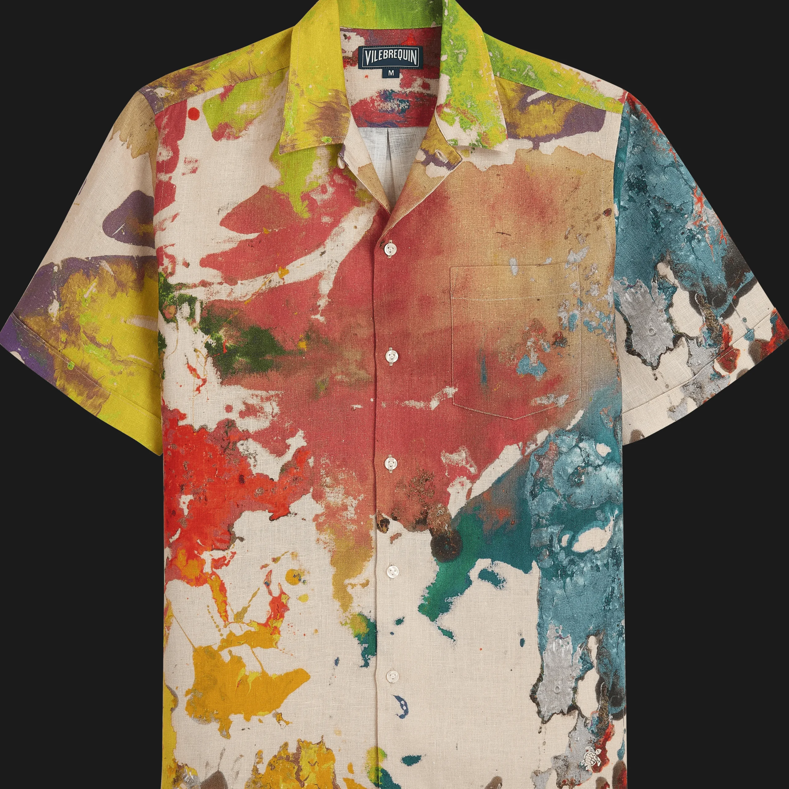Vilebrequin Men Bowling Shirt Linen Gra - X John M Armleder*Men Shirts