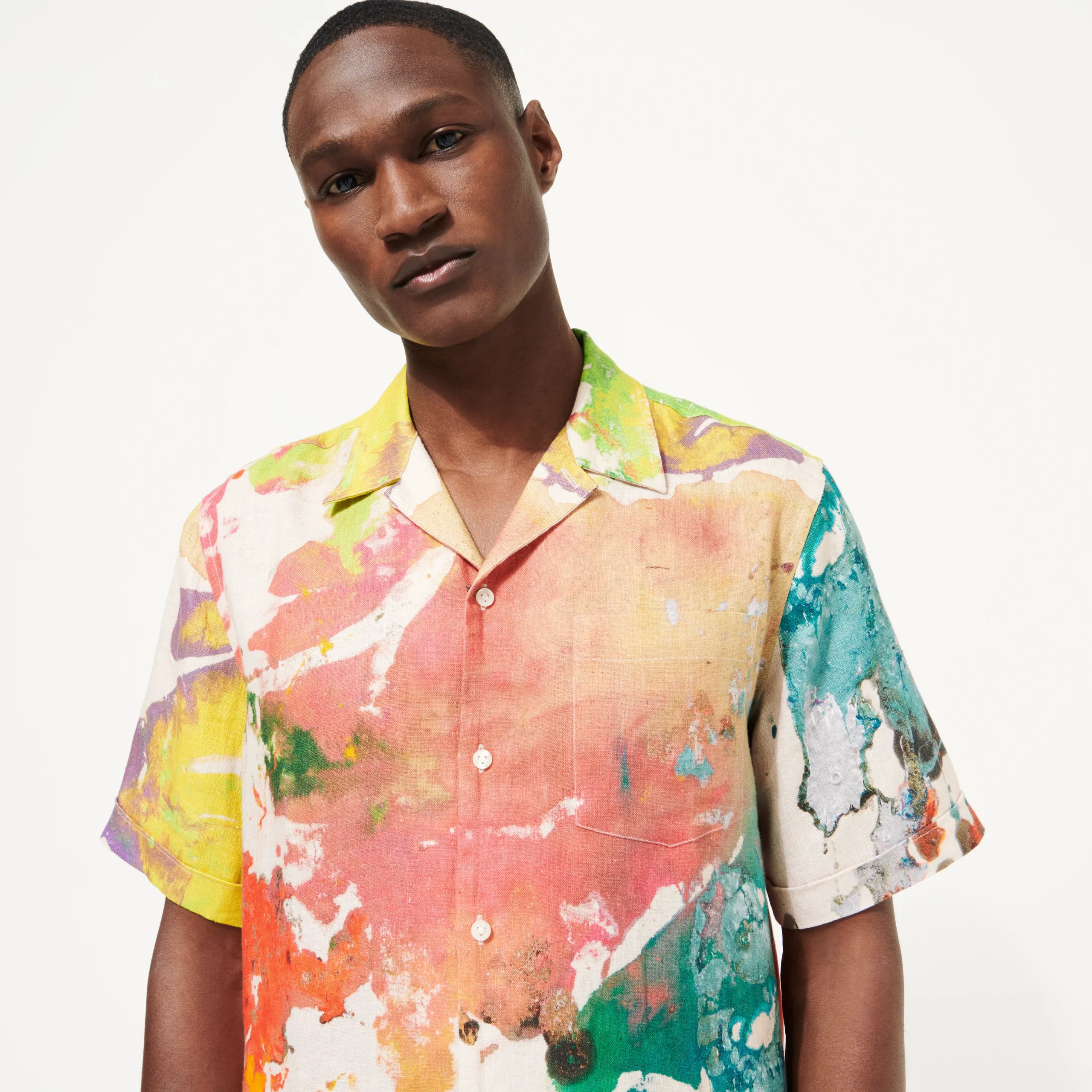 Vilebrequin Men Bowling Shirt Linen Gra - X John M Armleder*Men Shirts