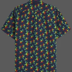 Vilebrequin Men Bowling Shirt Linen Tortues Rainbow Multicolor - X Kenny Scharf*Men Shirts