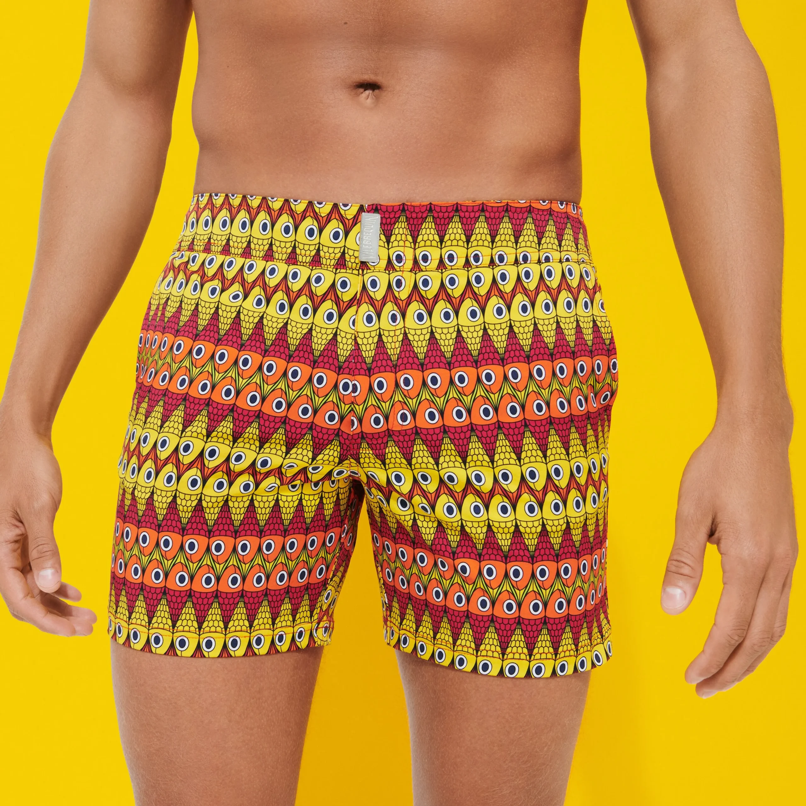 Vilebrequin Men Flat Belt Stretch Swim Trunks Fish On Line*Men The Flat Belt