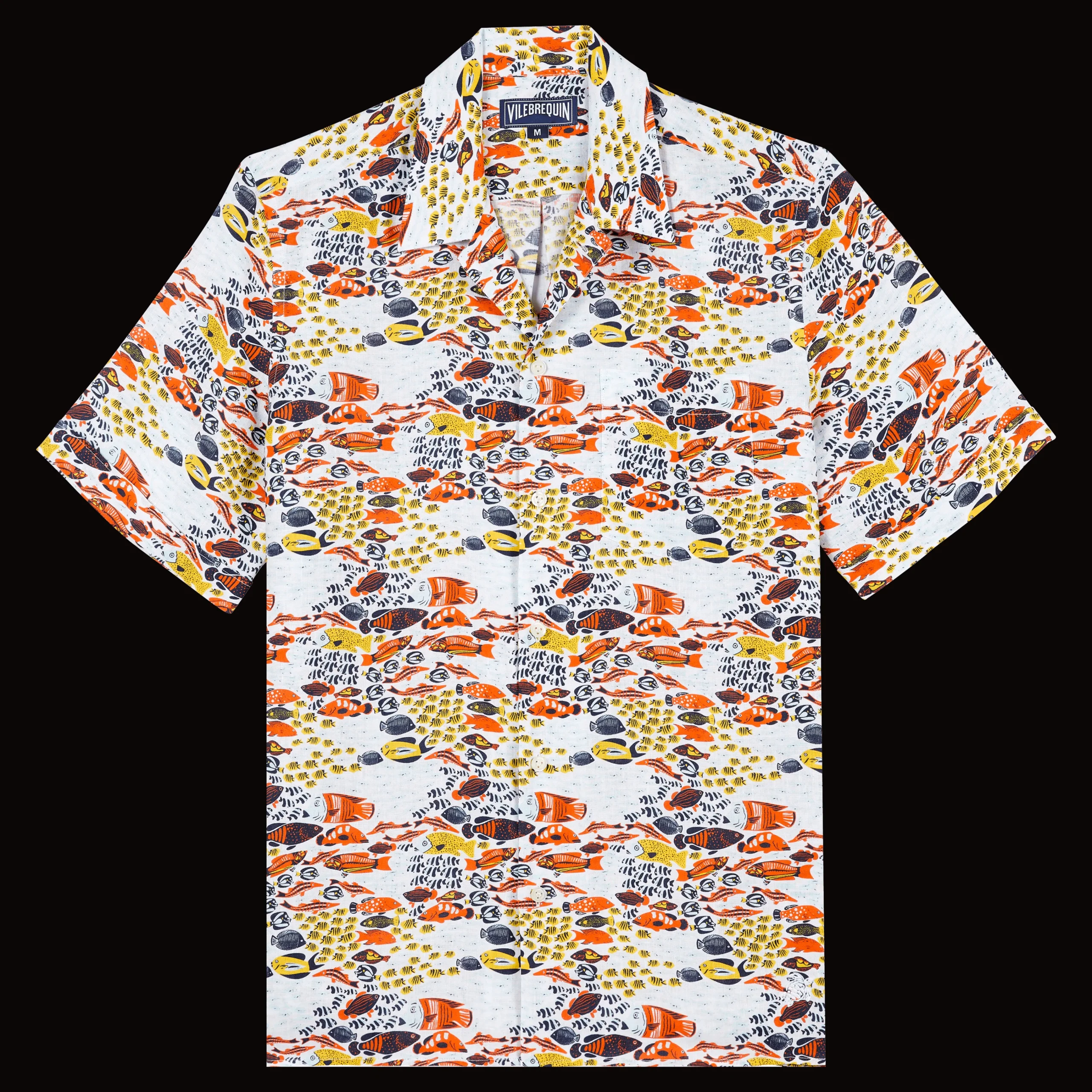 Vilebrequin Men Linen Bowling Shirt Fish Family*Men Shirts