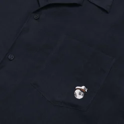 Vilebrequin Men Linen Bowling Shirt In Solid Navy - X Malbon*Men Shirts