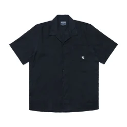 Vilebrequin Men Linen Bowling Shirt In Solid Navy - X Malbon*Men Shirts