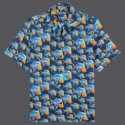Vilebrequin Men Linen Bowling Shirt Piranhas*Men Shirts