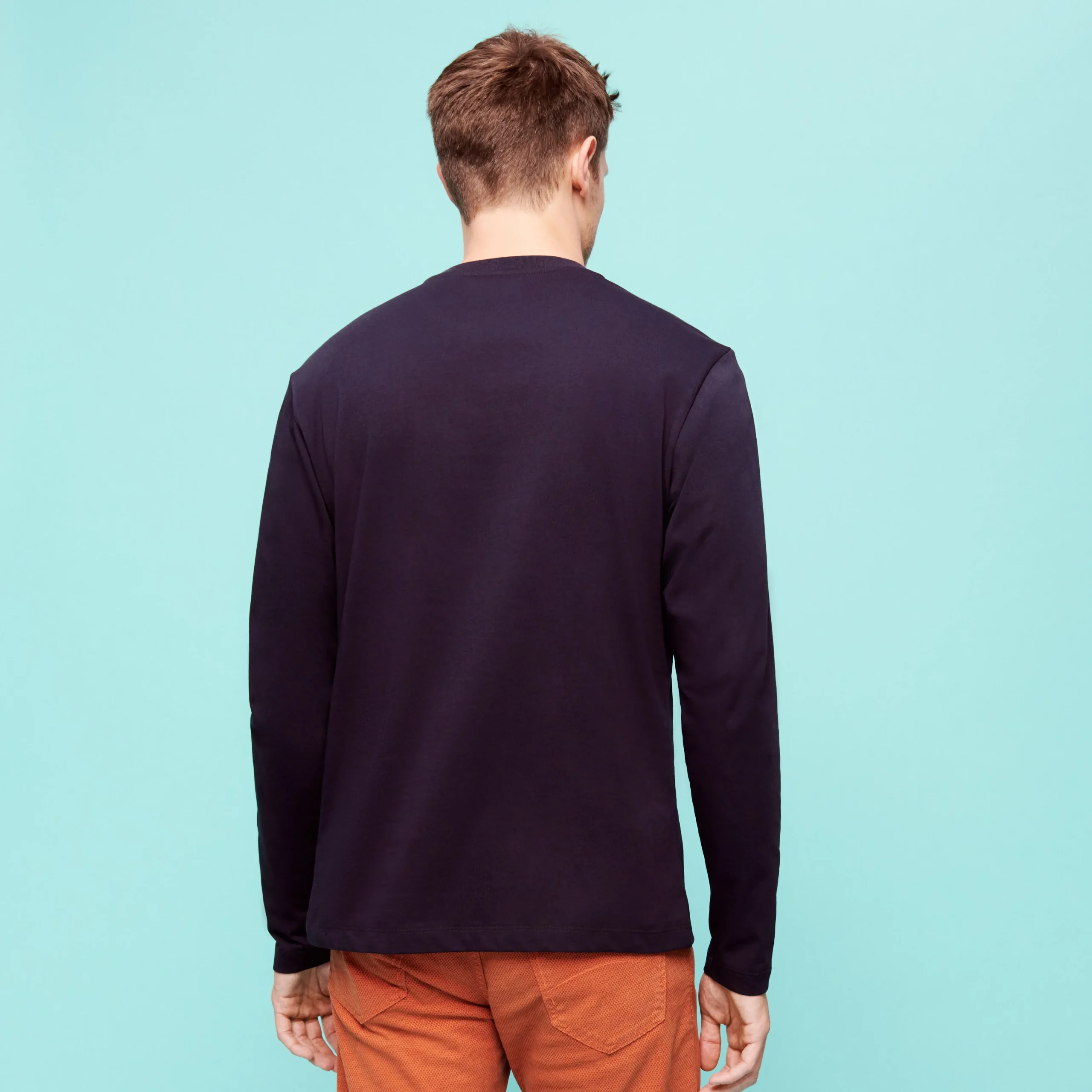 Vilebrequin Men Long Sleeves Cotton T-Shirt Embroidered Moutain Patch*Men T-Shirts