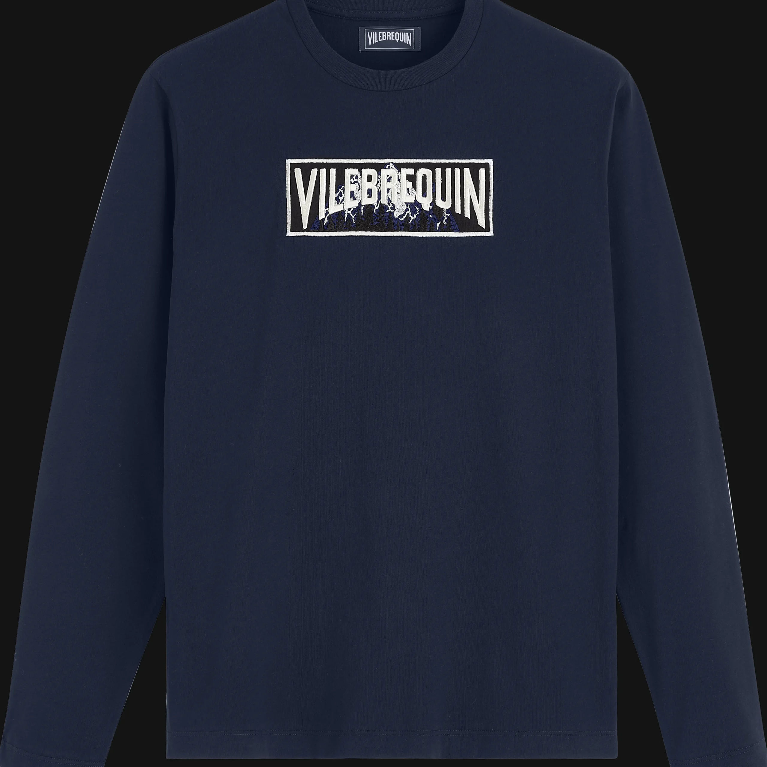 Vilebrequin Men Long Sleeves Cotton T-Shirt Embroidered Moutain Patch*Men T-Shirts