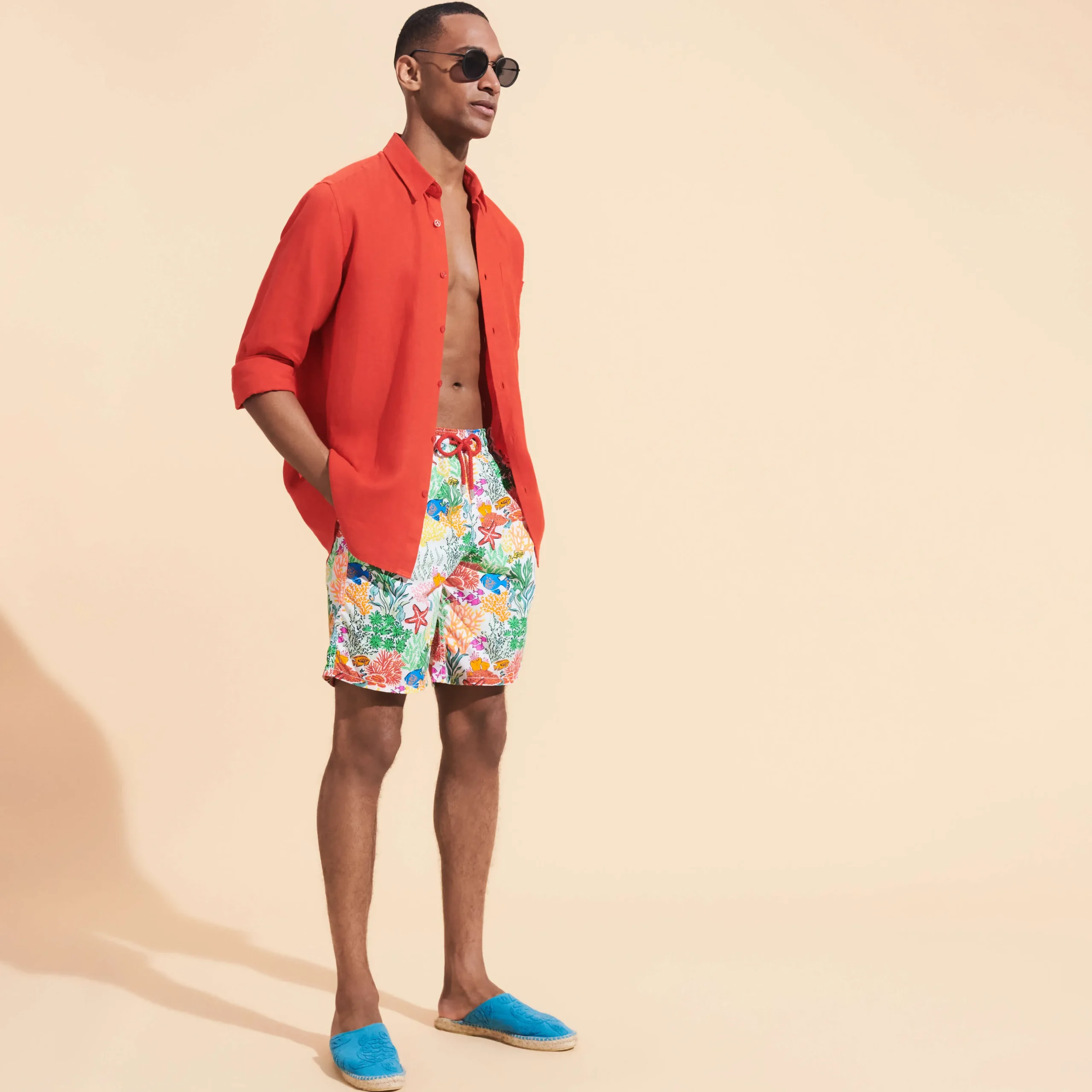 Vilebrequin Men Long Swim Trunks Fond Marins Multicolores*Men The Long