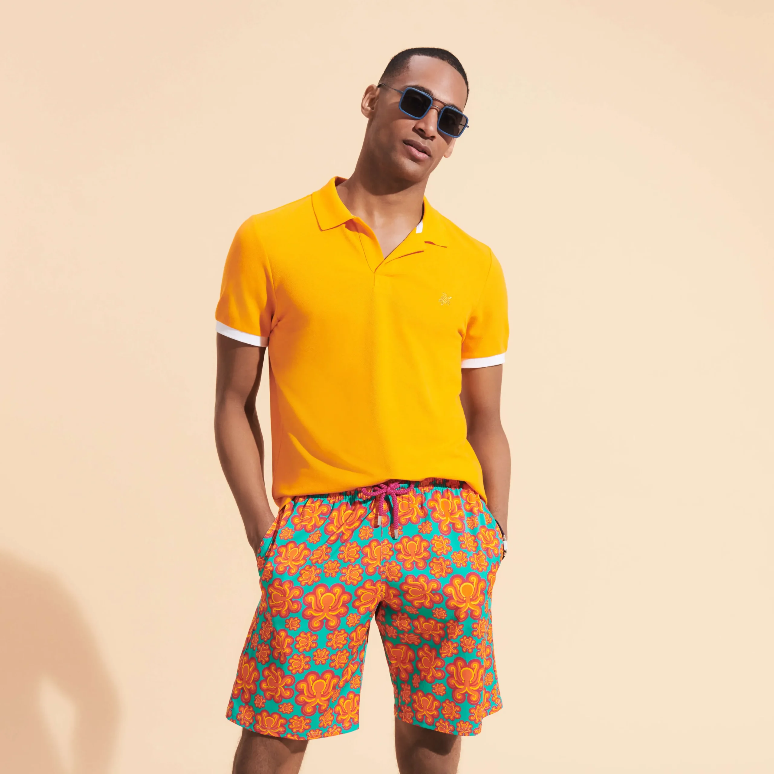 Vilebrequin Men Long Swim Trunks Poulpes Neon*Men The Long
