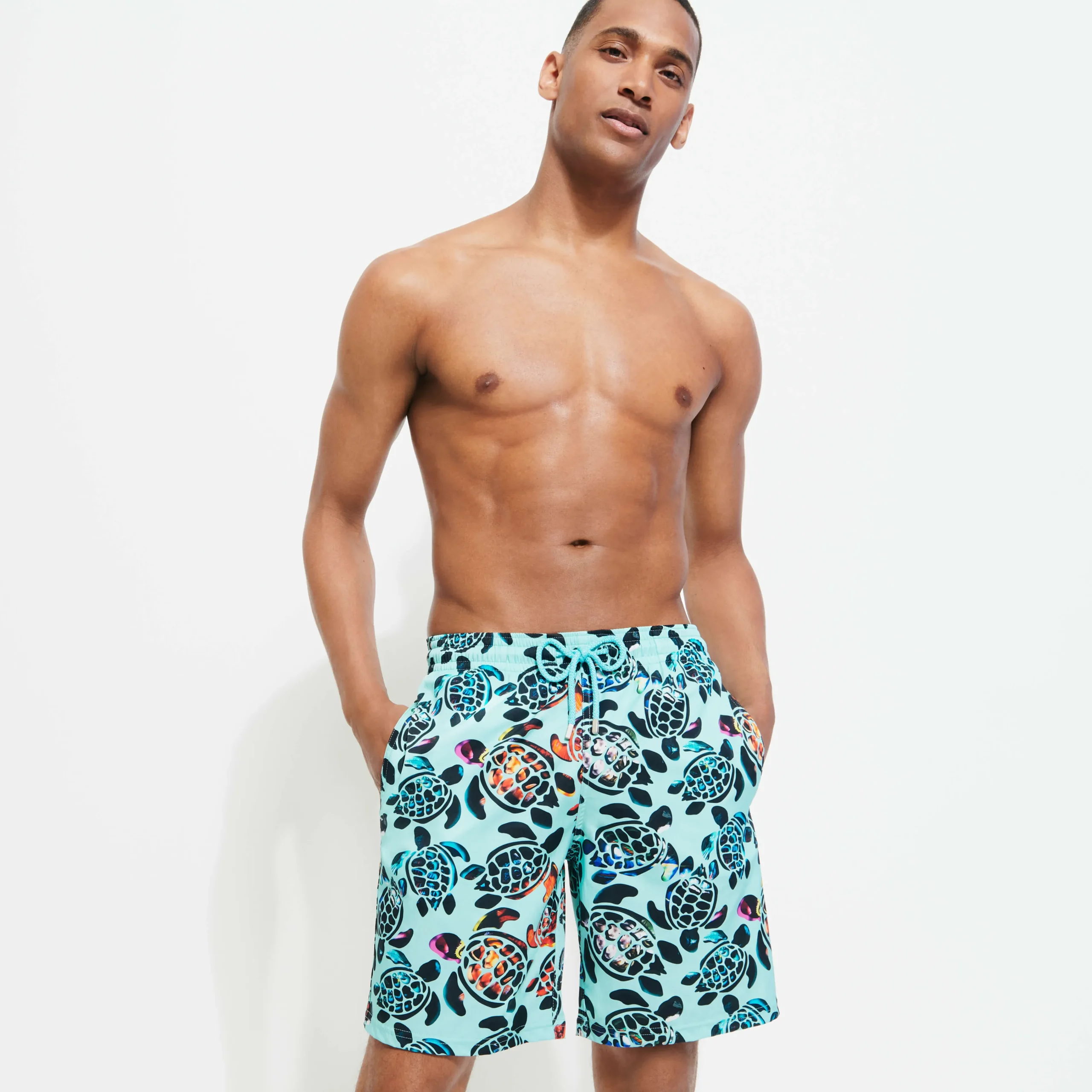Vilebrequin Men Long Swim Trunks Screen Turtles*Men The Long