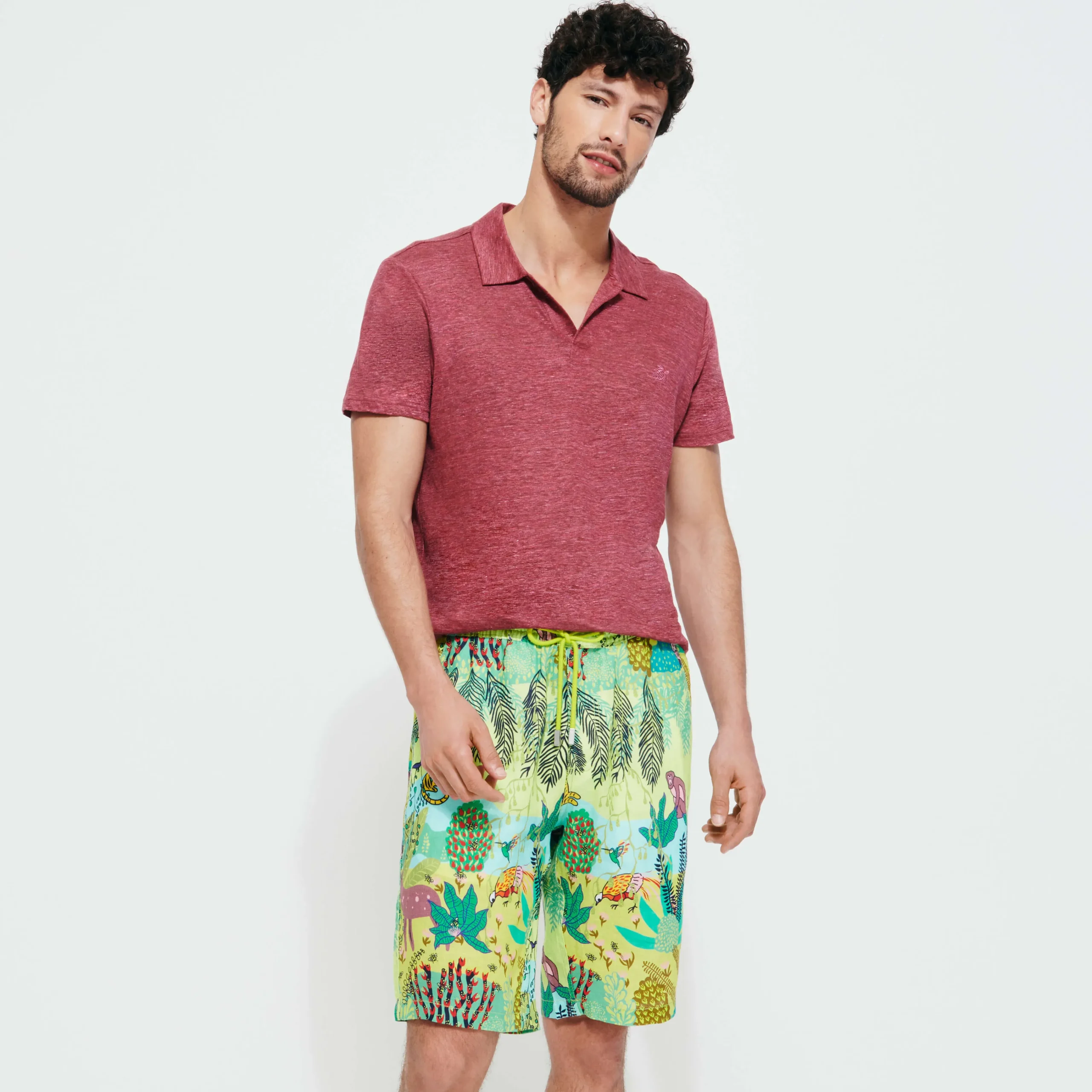 Vilebrequin Men Printed Linen Bermuda Jungle Rousseau*Men Bermuda Shorts