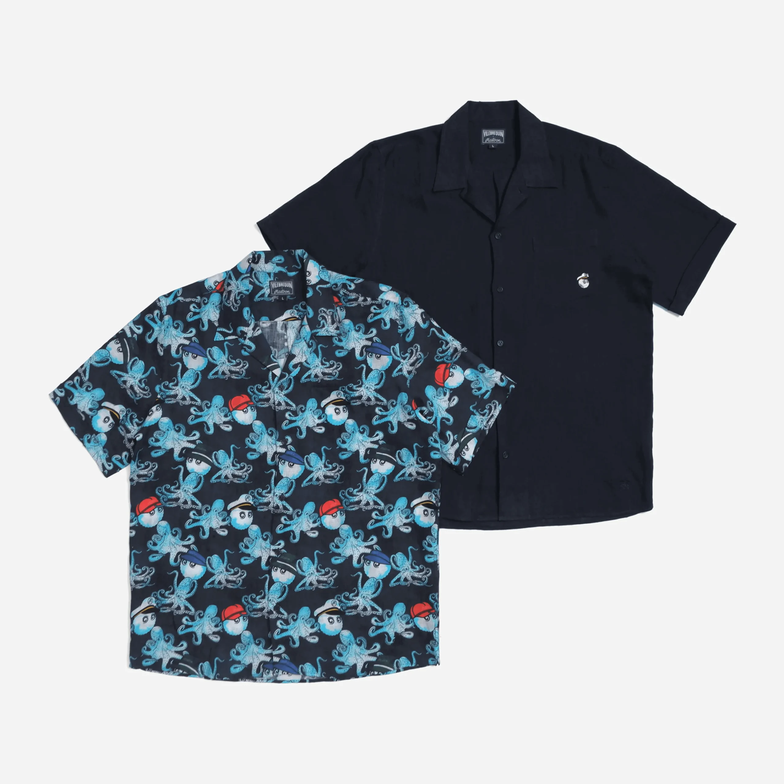 Vilebrequin Men Printed Linen Bowling Shirt - X Malbon*Men Shirts