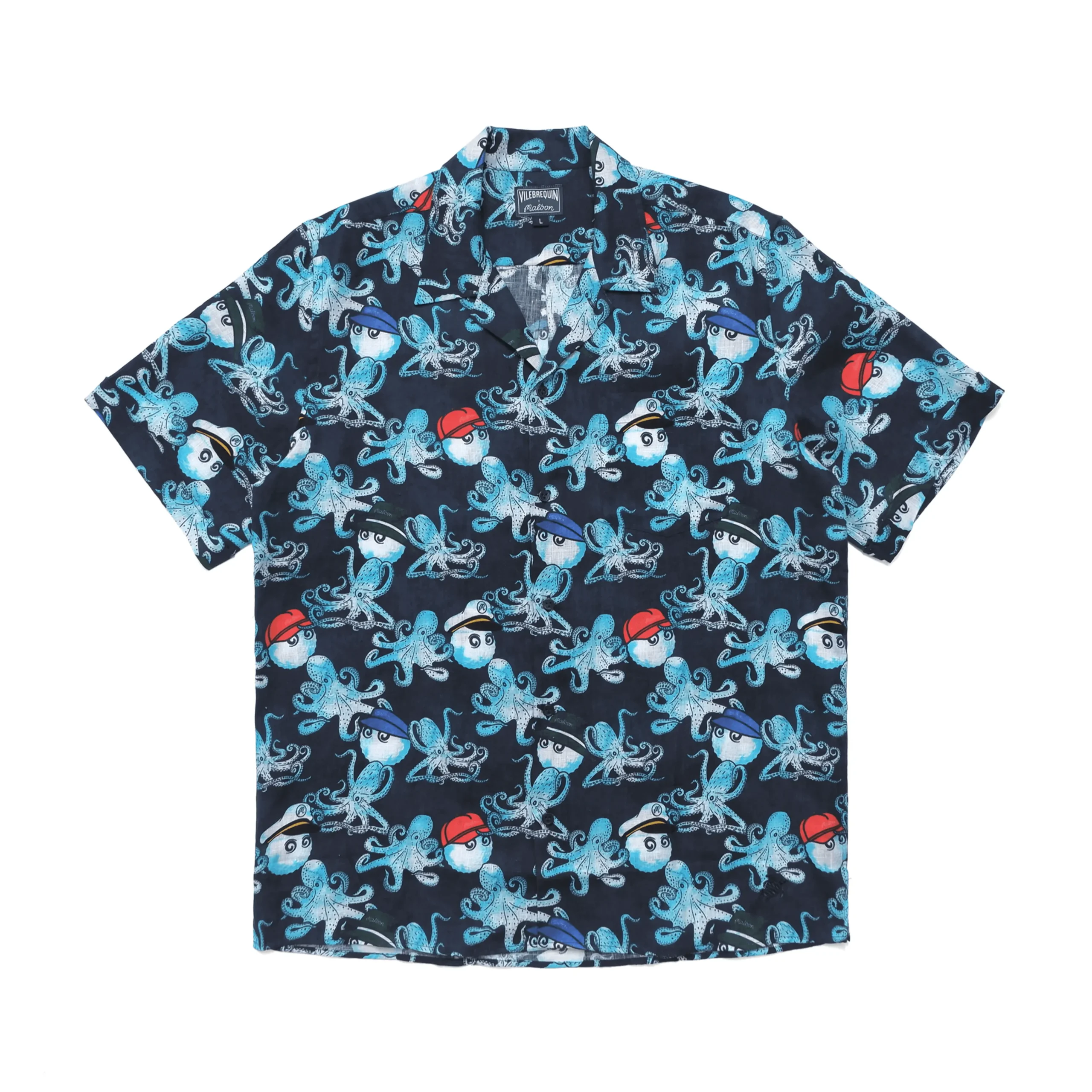 Vilebrequin Men Printed Linen Bowling Shirt - X Malbon*Men Shirts