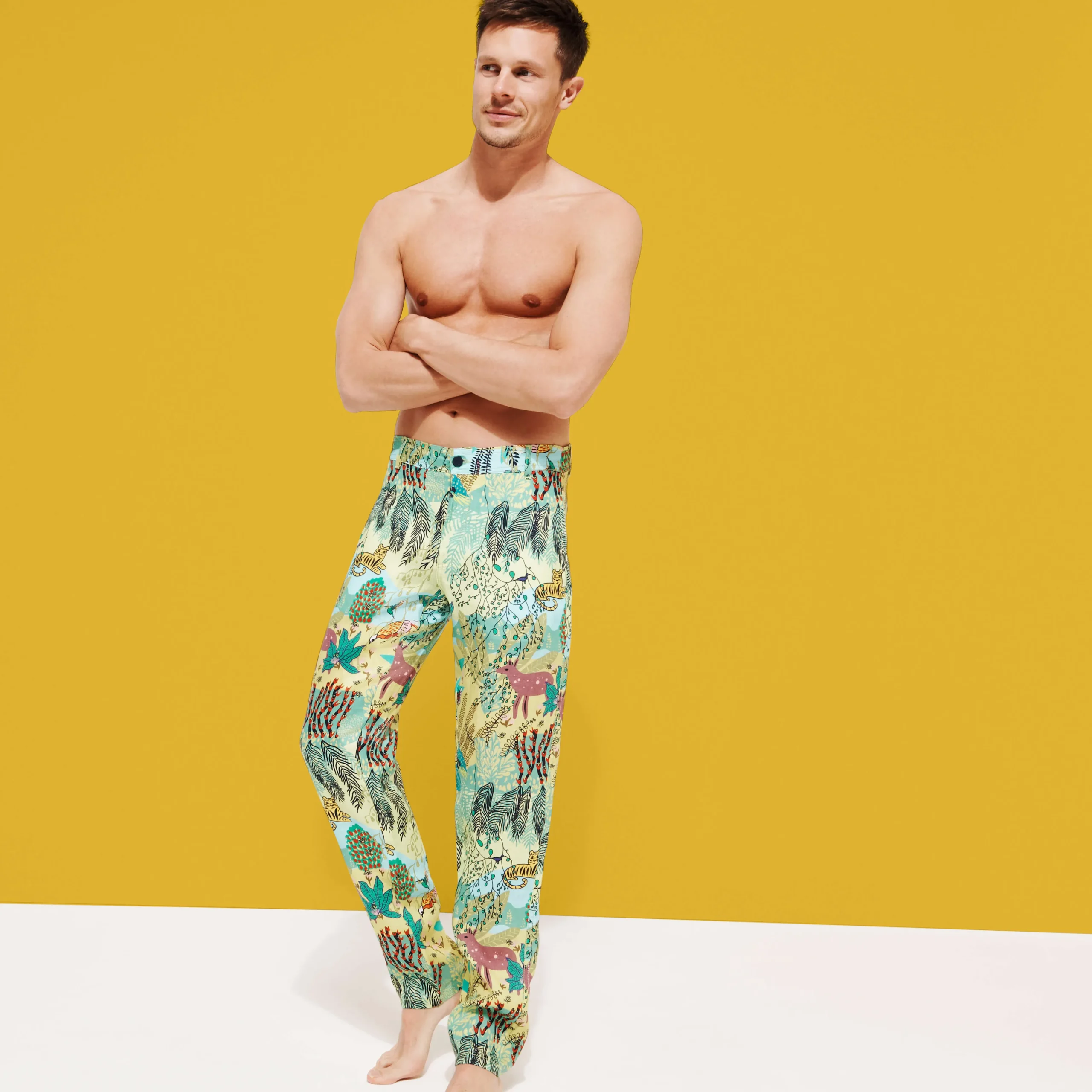 Vilebrequin Men Printed Linen Pants Jungle Rousseau*Men Pants