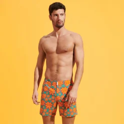 Vilebrequin Men Stretch Short Swim Trunks Flat Belt Poulpes Neon*Men The Flat Belt