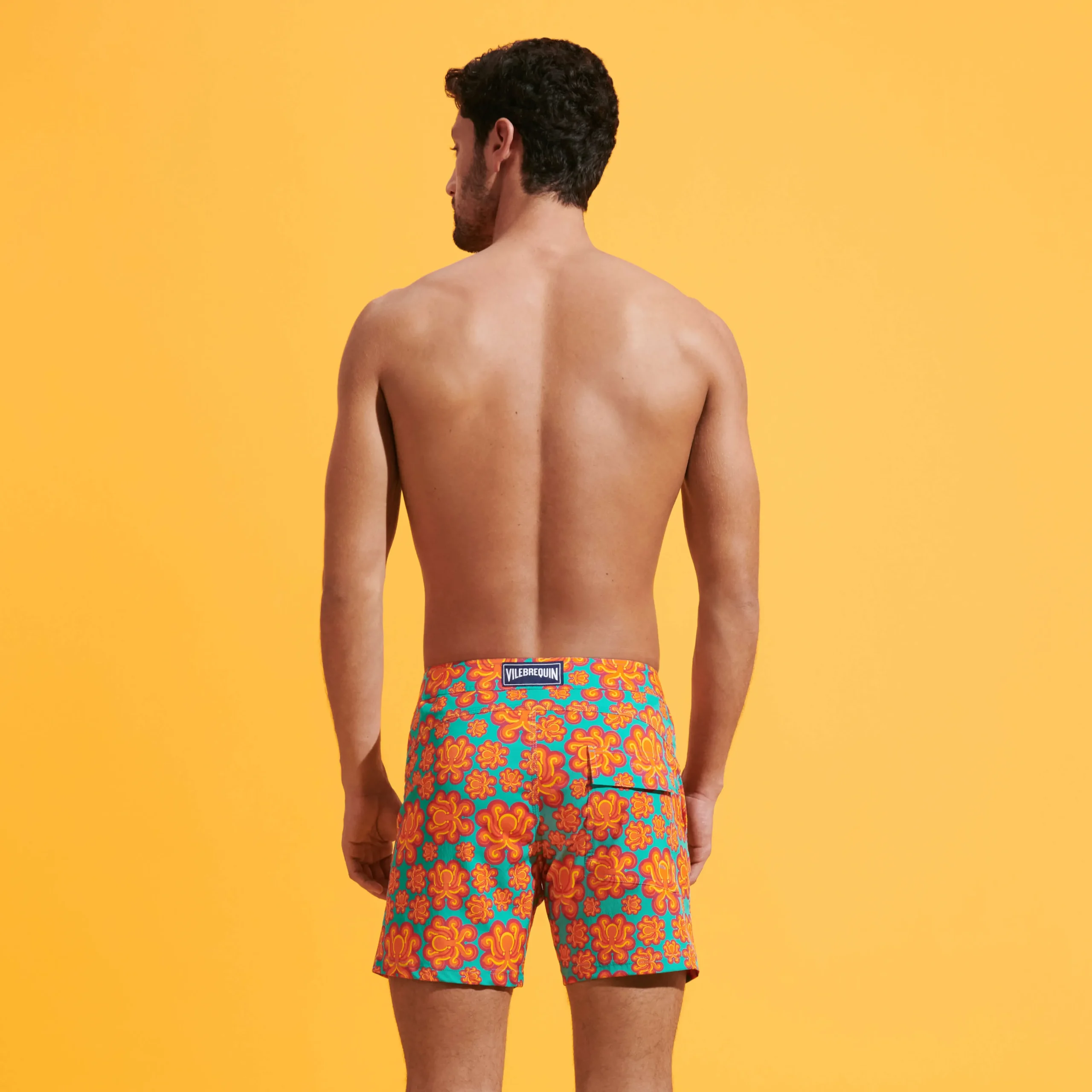 Vilebrequin Men Stretch Short Swim Trunks Flat Belt Poulpes Neon*Men The Flat Belt