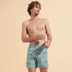 Vilebrequin Men Stretch Short Swim Trunks Flat Belt Gulf Stream*Men The Flat Belt
