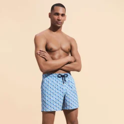Vilebrequin Men Stretch Swim Shorts Micro Ronde Des Tortues Rainbow*Men The Stretch Fabric