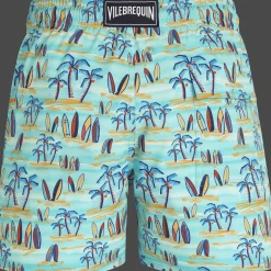 Vilebrequin Men Stretch Swim Trunks Palms & Surfs - X The Beach Boys*Men The Stretch Fabric