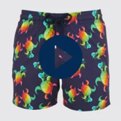 Vilebrequin Men Stretch Swim Trunks Tortues Rainbow Multicolor - X Kenny Scharf*Men The Stretch Fabric