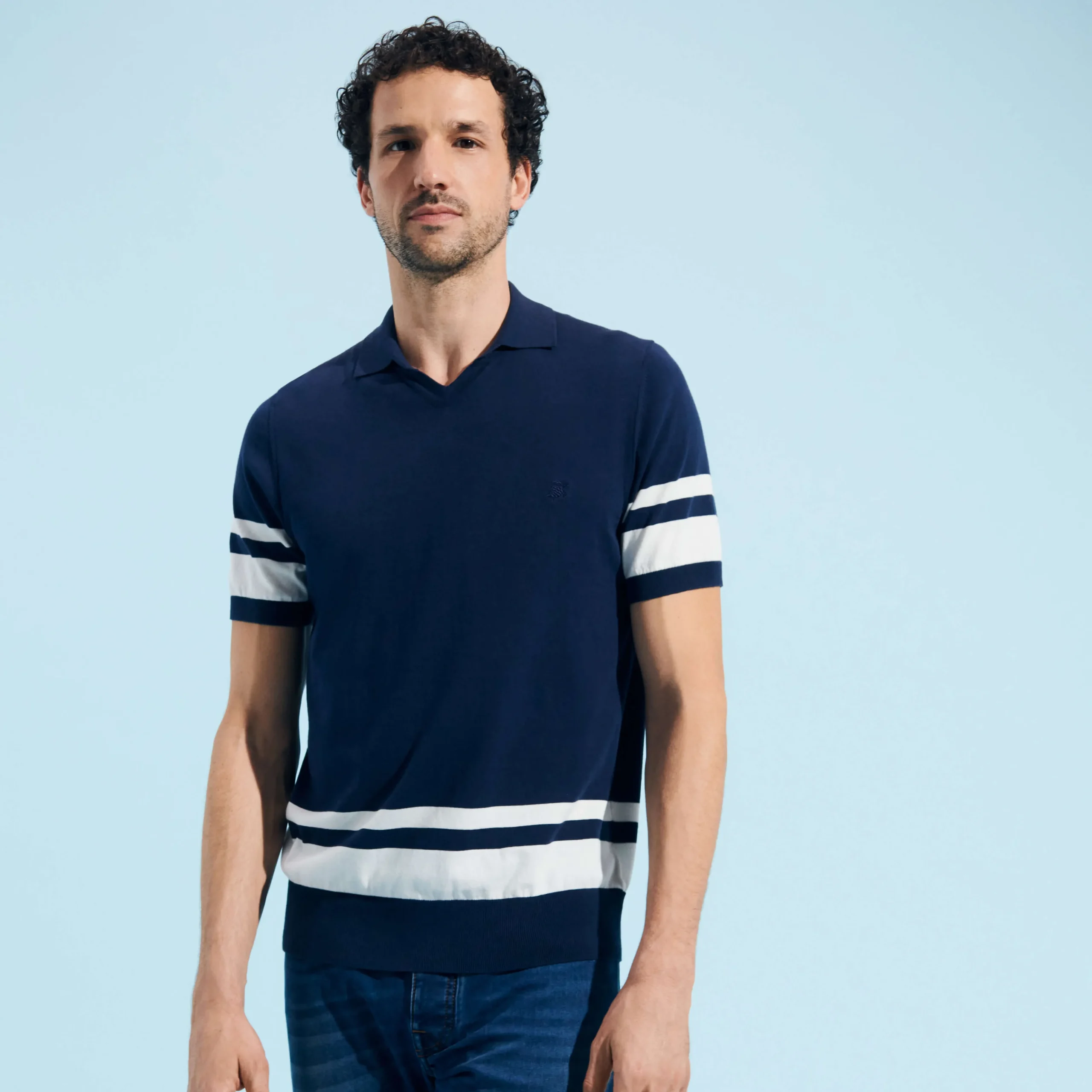 Vilebrequin Men Stripped Cotton Knit Polo*Men Polos