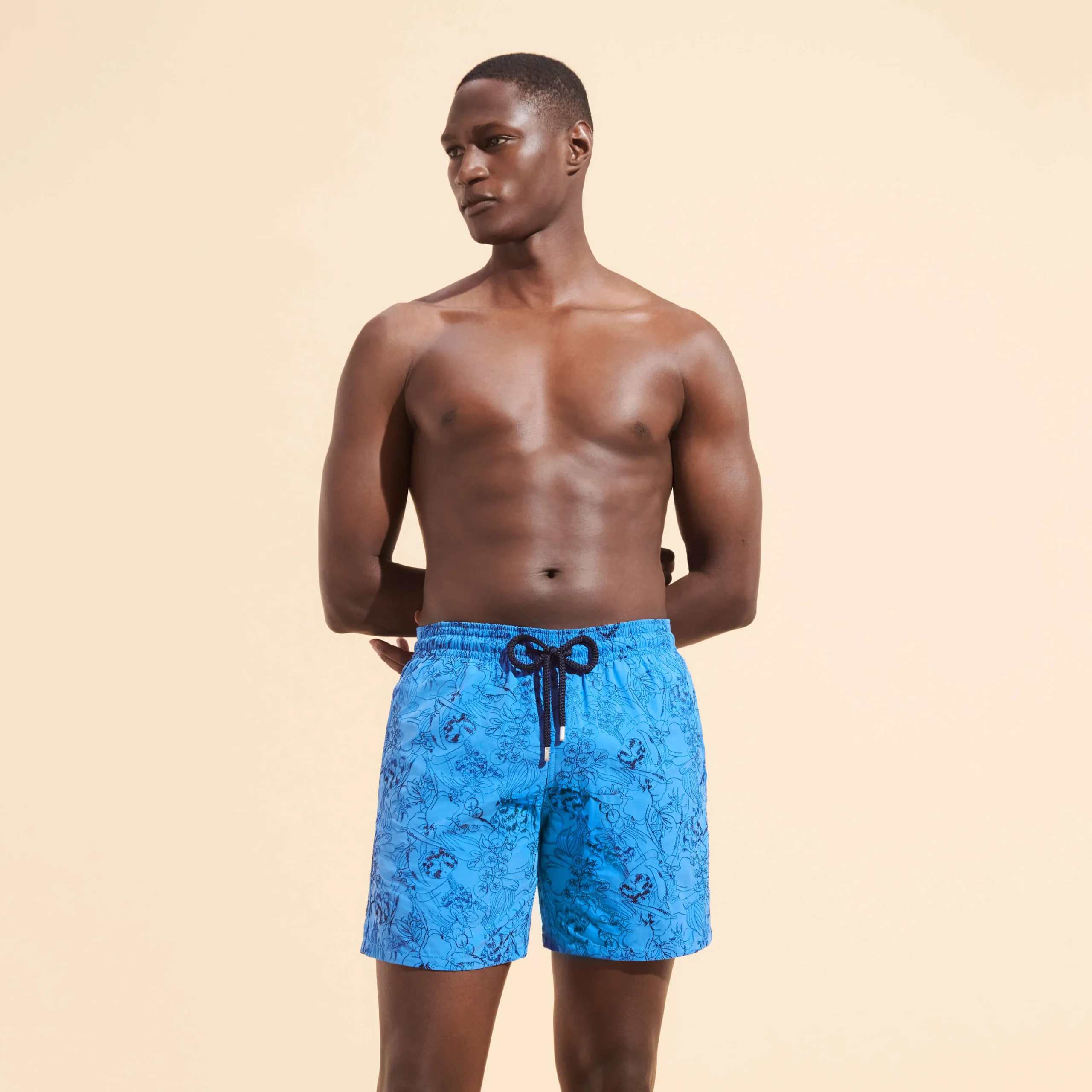 Vilebrequin Men Swim Trunks Embroidered Marche Provencal - Limited Edition*Men The Embroidered