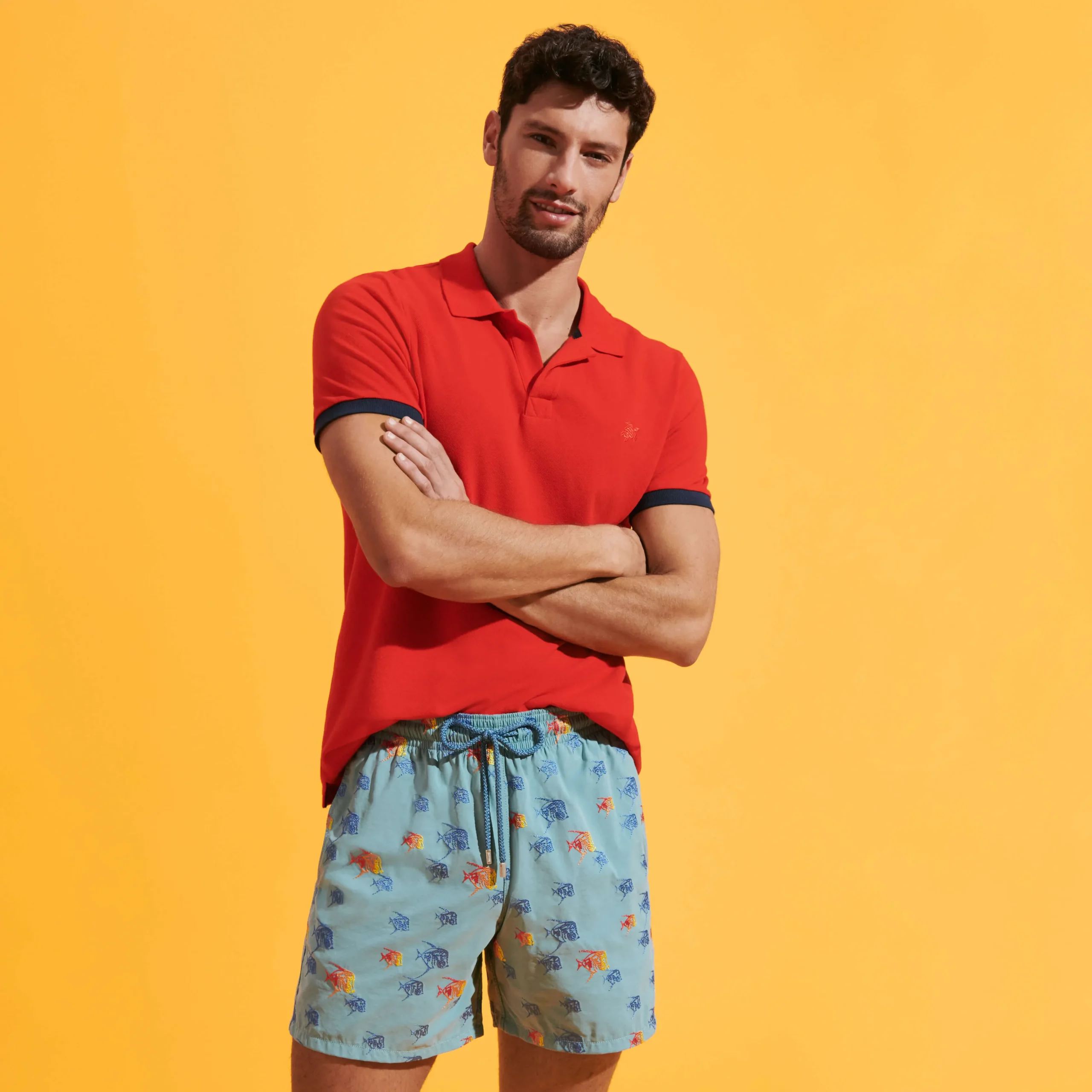 Vilebrequin Men Swim Trunks Embroidered Piranhas - Limited Edition*Men The Embroidered
