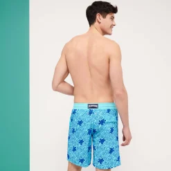 Vilebrequin Men Swim Trunks Long Turtles Splash Flocked*Men The Long