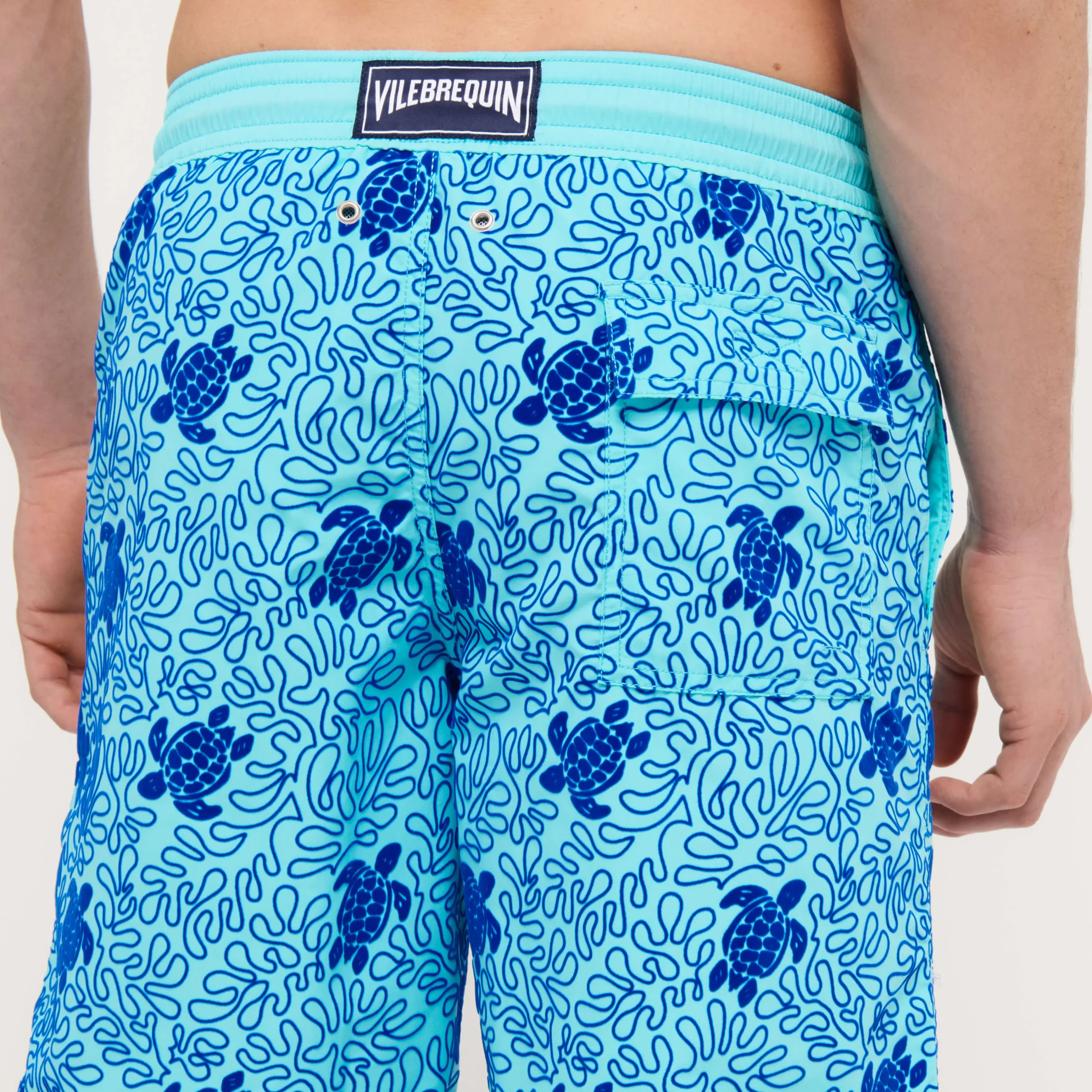 Vilebrequin Men Swim Trunks Long Turtles Splash Flocked*Men The Long