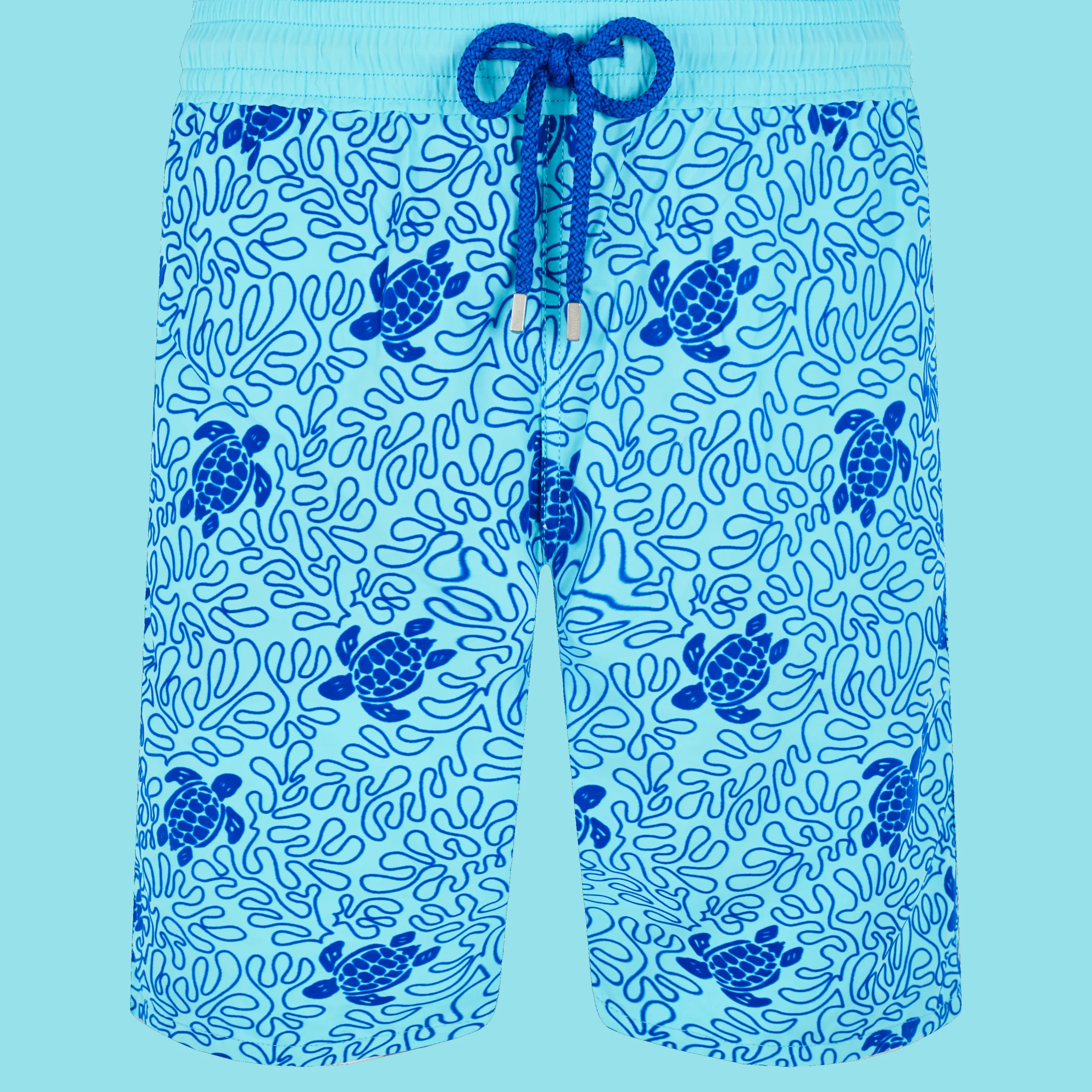 Vilebrequin Men Swim Trunks Long Turtles Splash Flocked*Men The Long