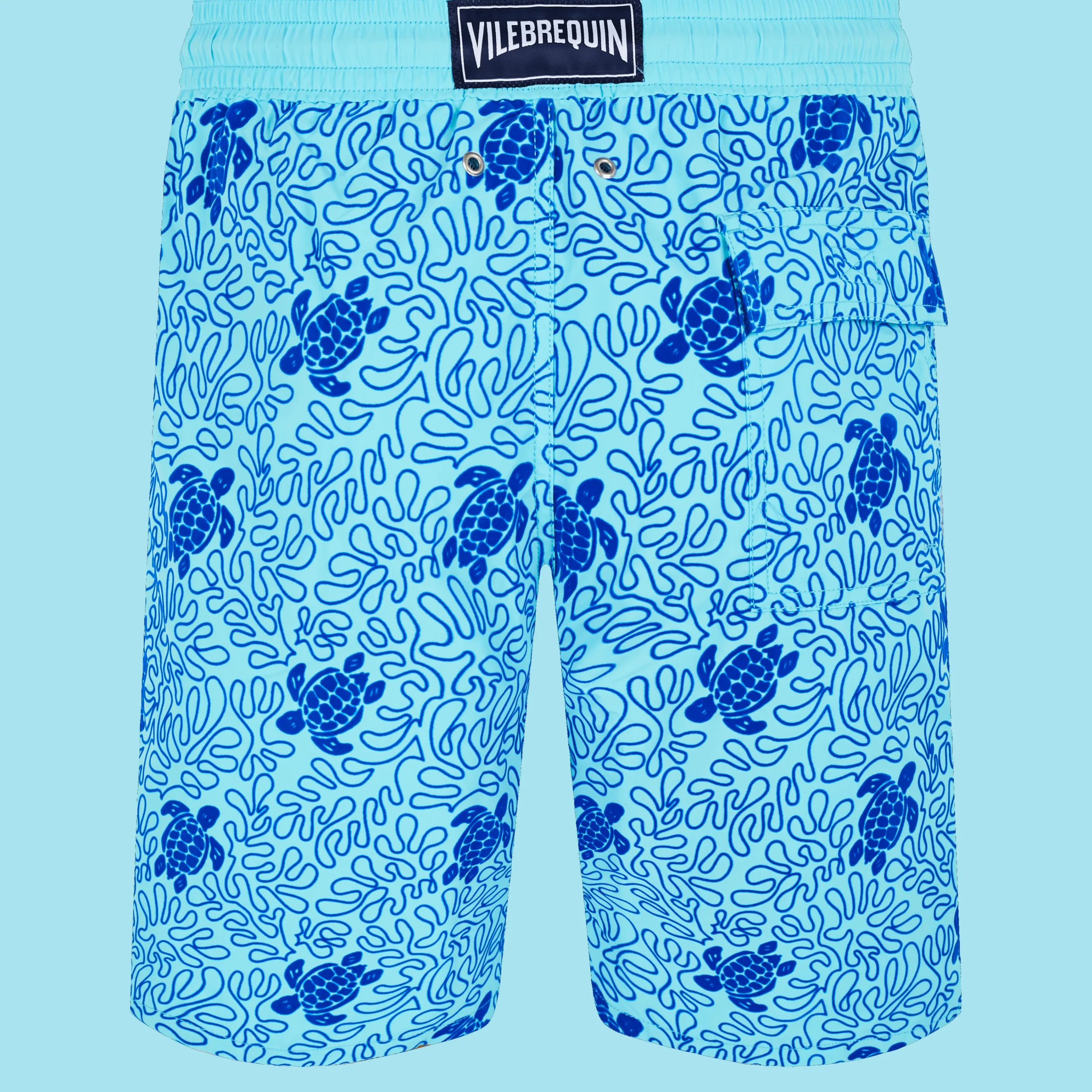 Vilebrequin Men Swim Trunks Long Turtles Splash Flocked*Men The Long