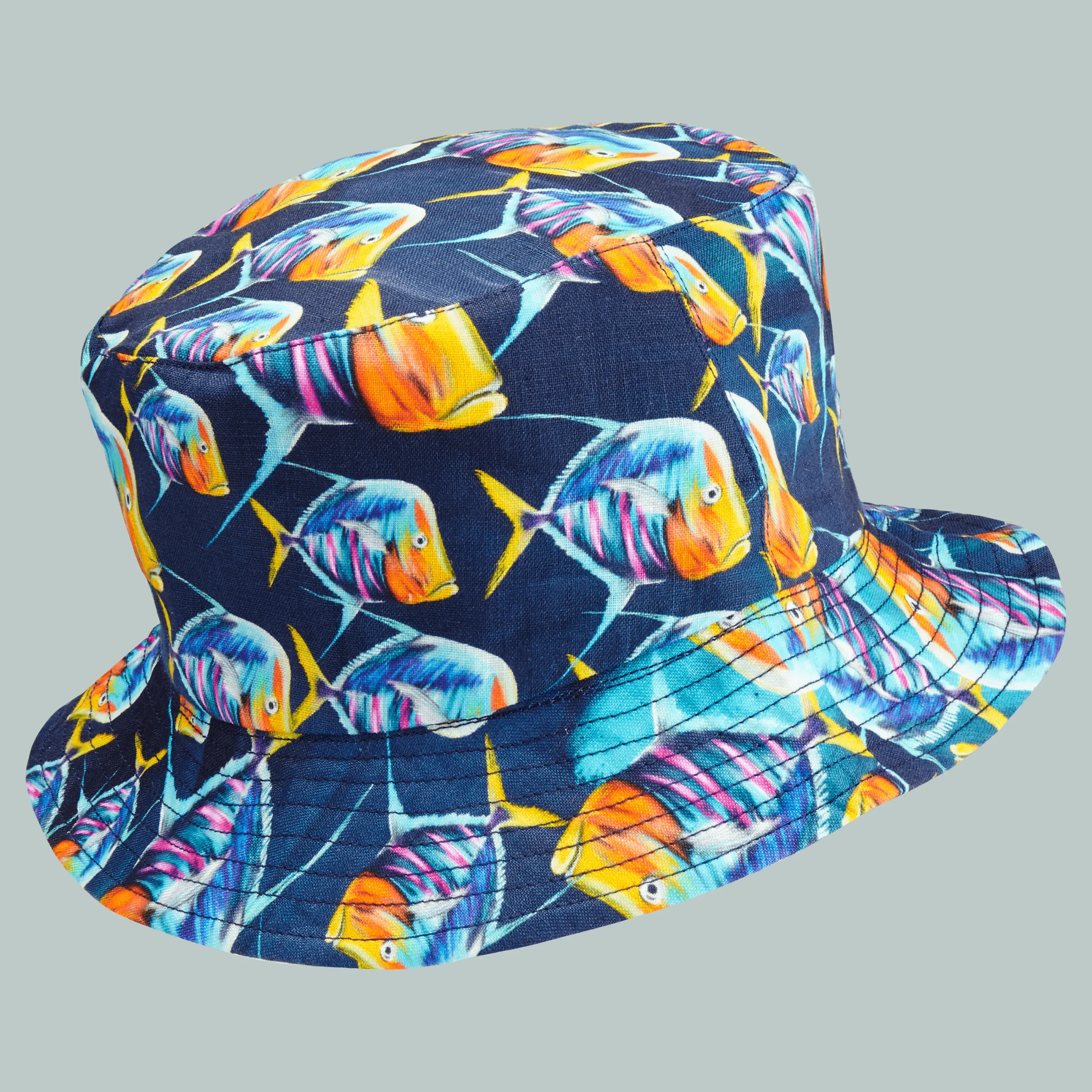 Vilebrequin Unisex Linen Bucket Hat Piranhas*Men Hats