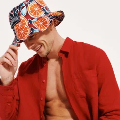 Vilebrequin Unisex Linen Printed Hat Presse Citron*Men Hats