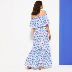 Vilebrequin Women Long Off The Shoulders Cotton Dress Flash Flowers*Women Dresses