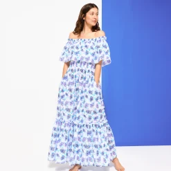 Vilebrequin Women Long Off The Shoulders Cotton Dress Flash Flowers*Women Dresses