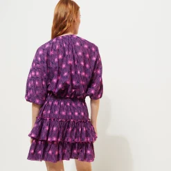Vilebrequin Women Short Ruffles And Long Sleeves Cotton Dress Hypno Shell*Women Dresses