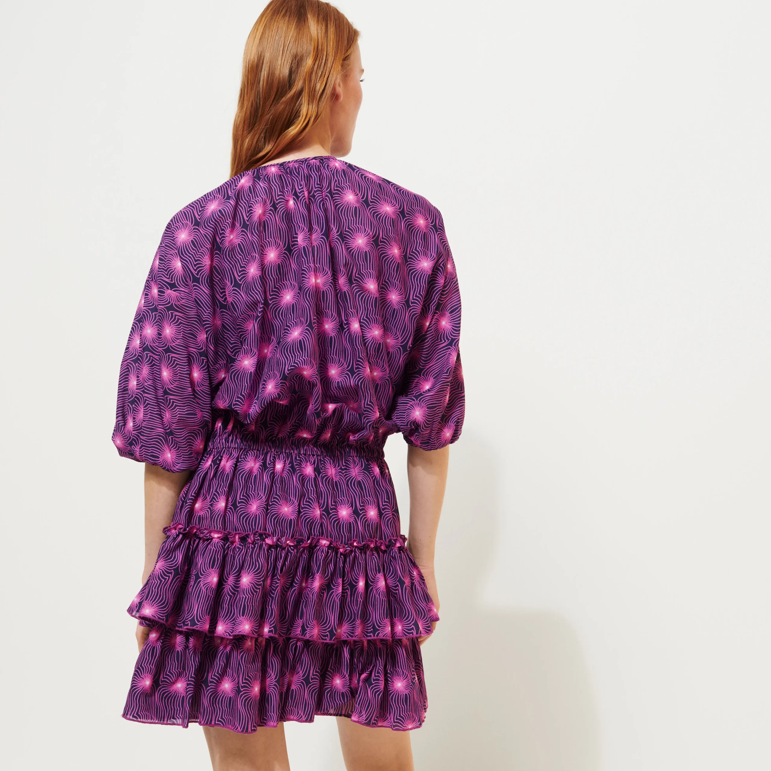 Vilebrequin Women Short Ruffles And Long Sleeves Cotton Dress Hypno Shell*Women Dresses