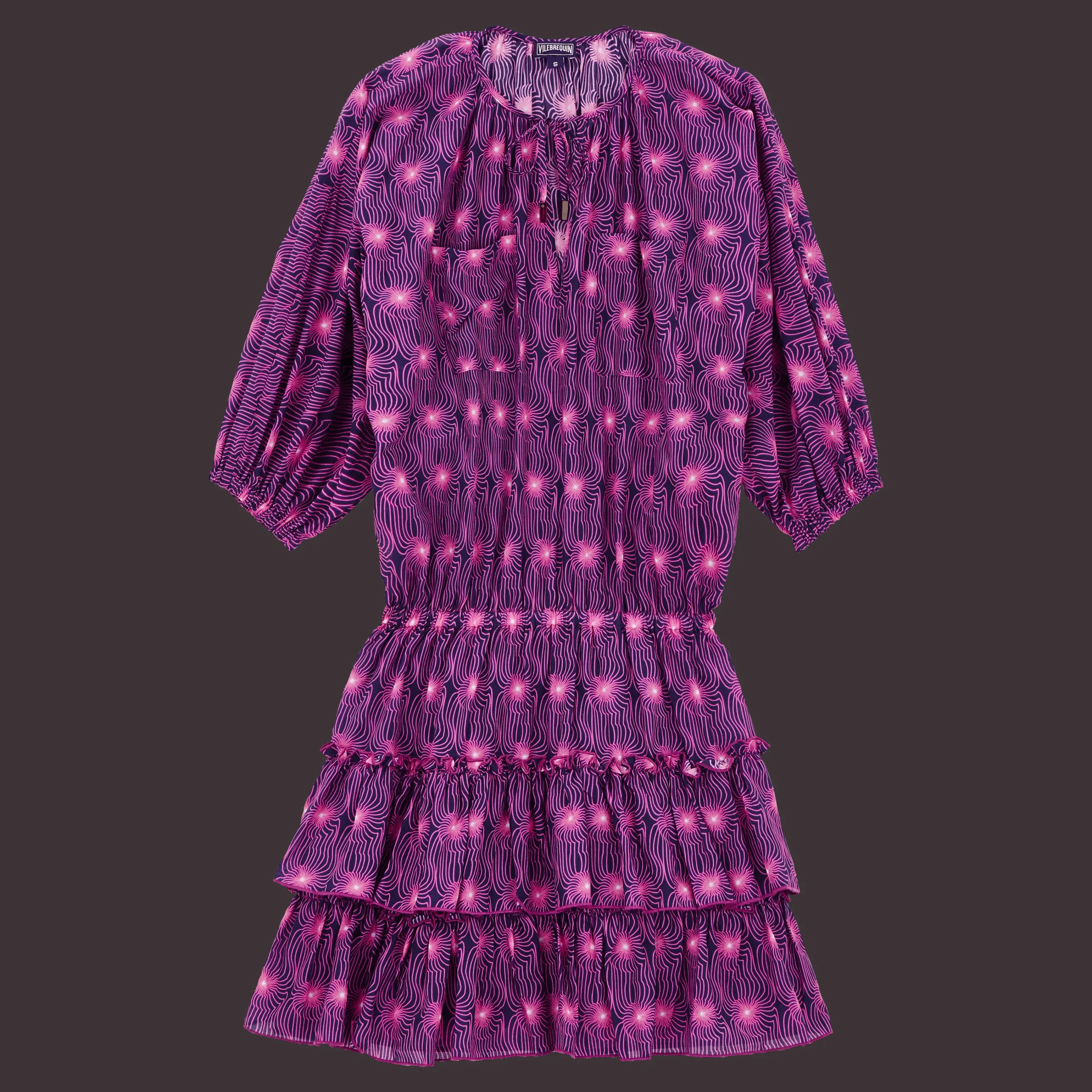 Vilebrequin Women Short Ruffles And Long Sleeves Cotton Dress Hypno Shell*Women Dresses
