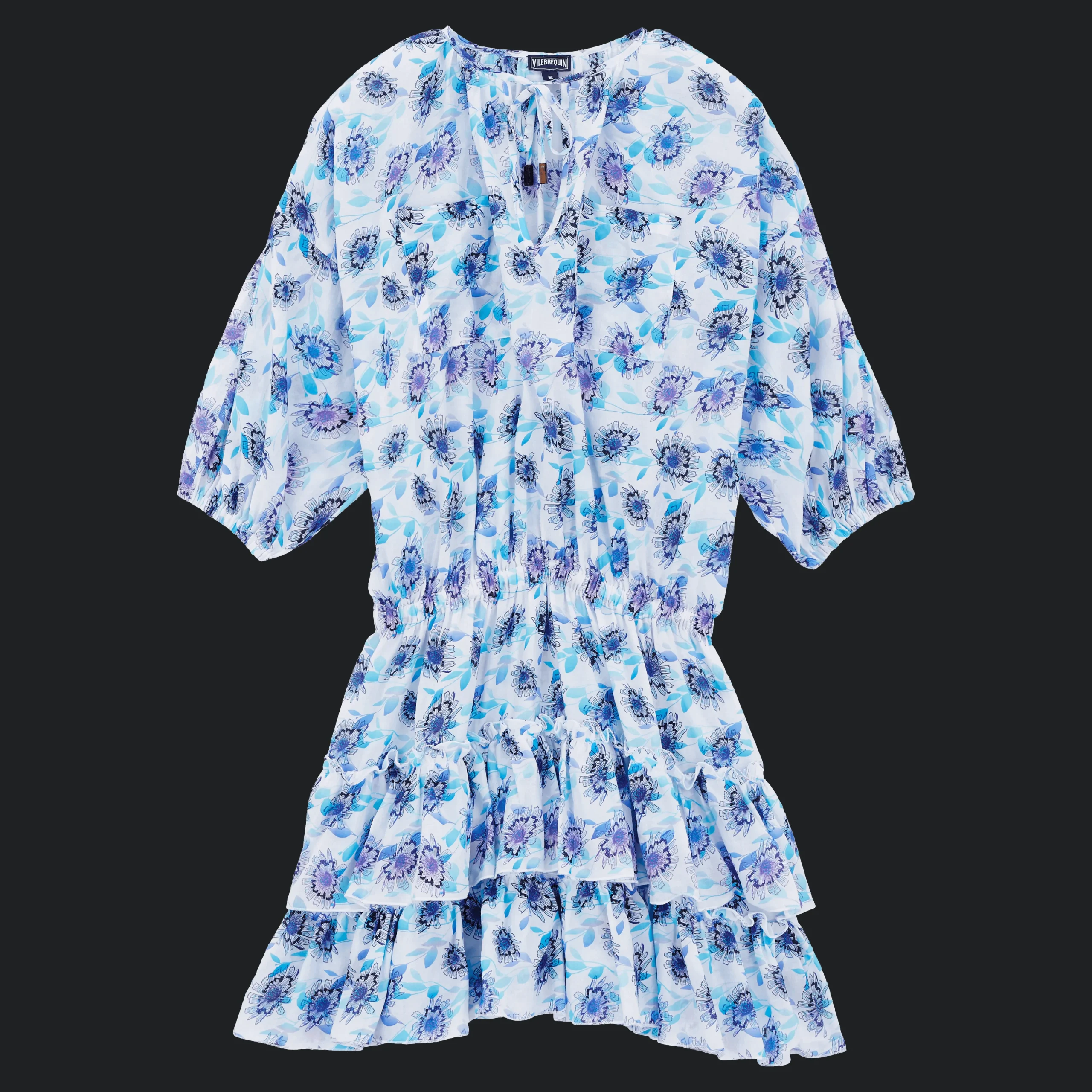 Vilebrequin Women Short Ruffles Cotton Dress Flash Flowers*Women Dresses